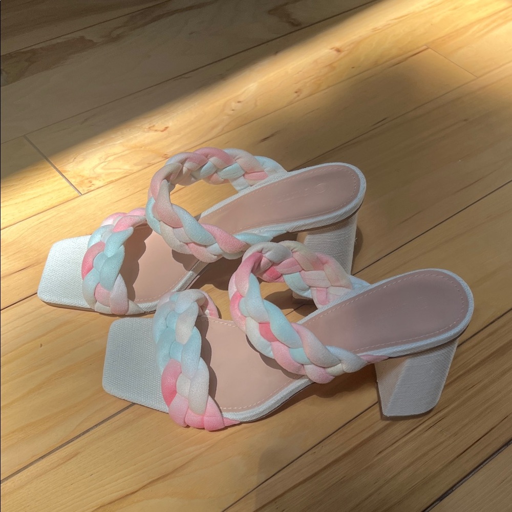 Braided Pastel Heeled Sandals